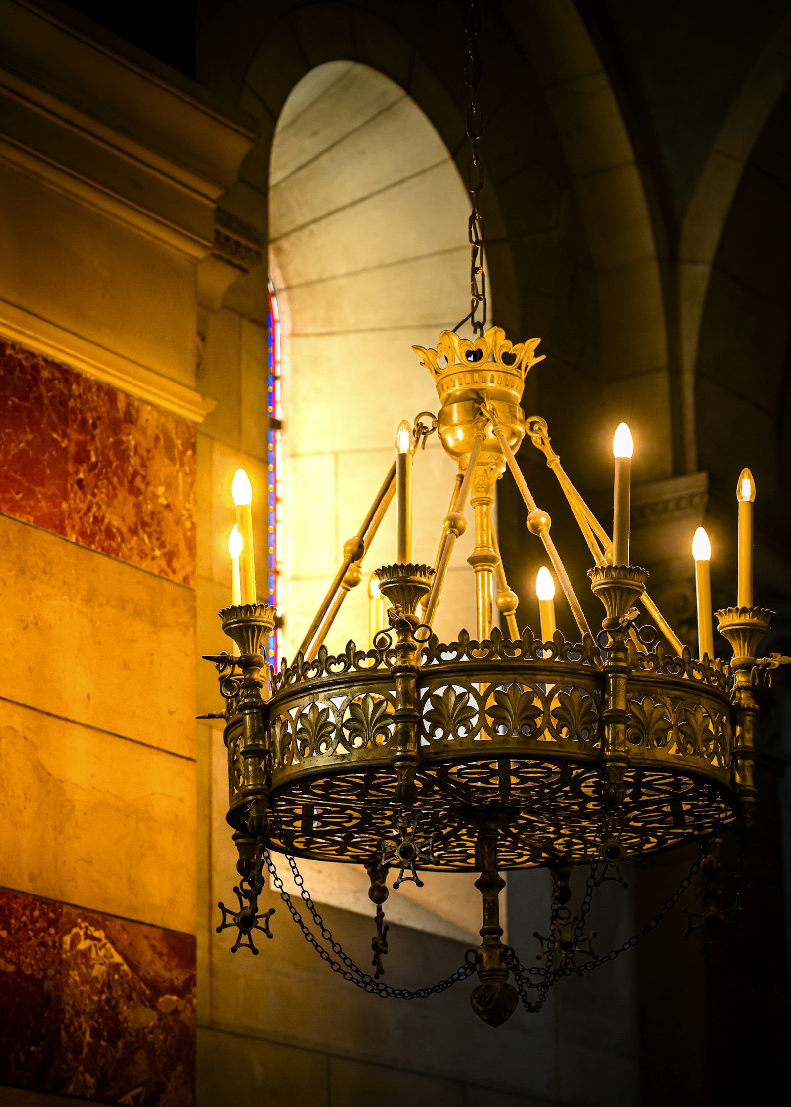 Ornate golden chandelier - Gallery Art Group