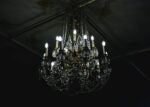 Lit crystal chandelier