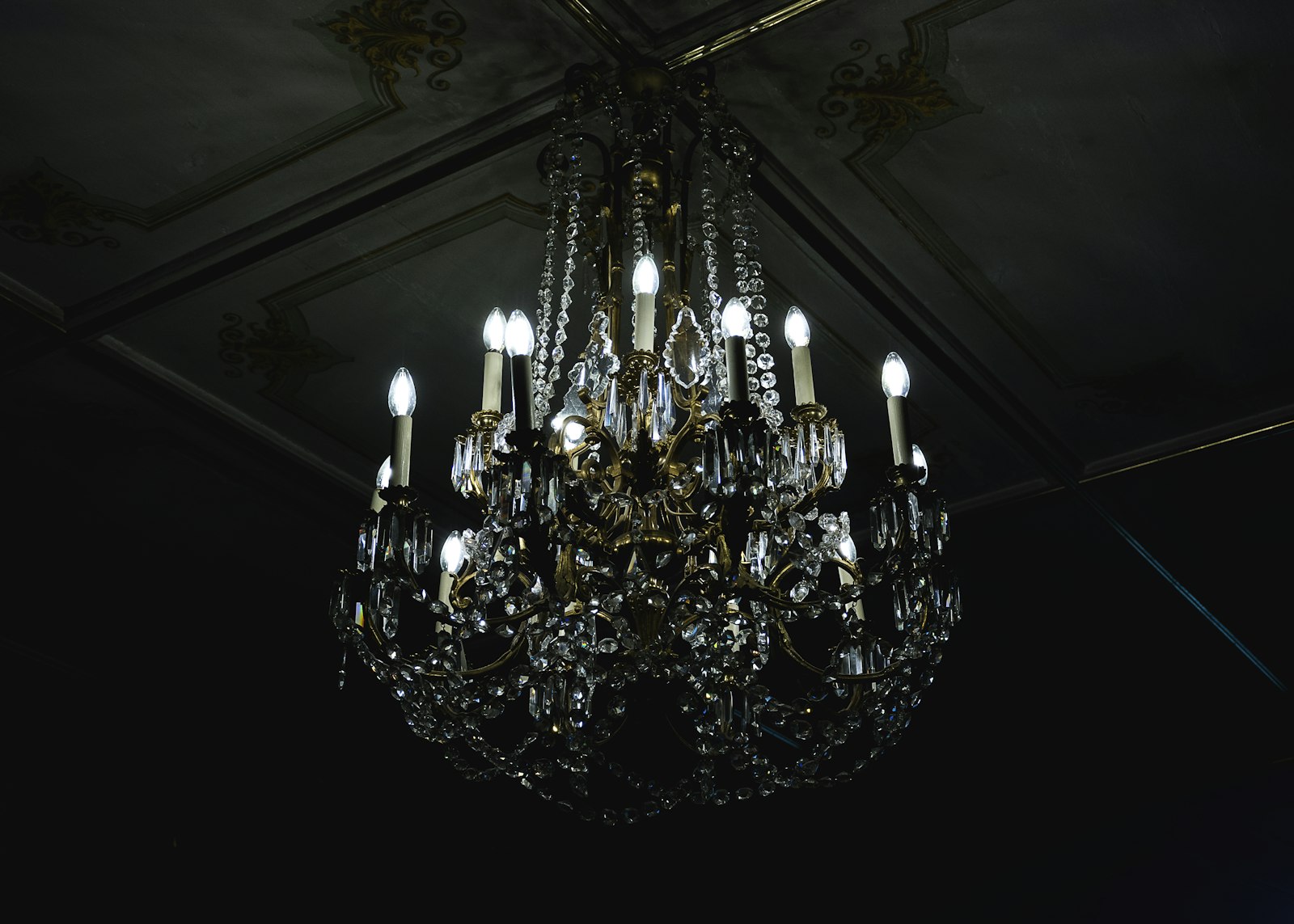 Lit crystal chandelier Lit crystal chandelier