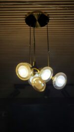 Brass chandelier with glass globes