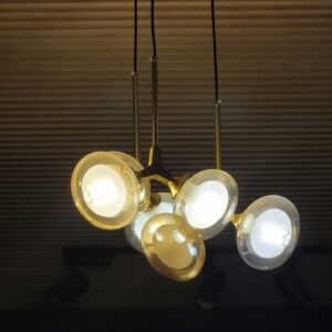 Brass chandelier with glass globes