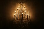 Brass and crystal chandelier