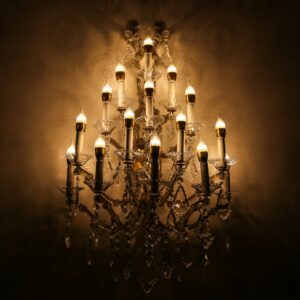 Brass and crystal chandelier