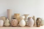 Collection of ceramic vases in neutral tones
