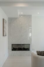 White marble fireplace surround