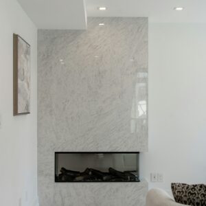 White marble fireplace surround