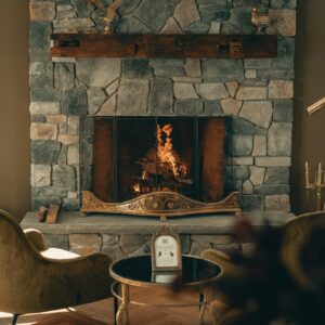 Stone fireplace