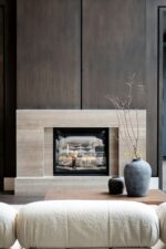 Travertine fireplace surround