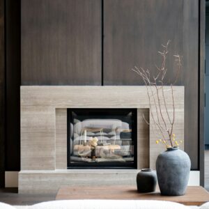 Travertine fireplace surround